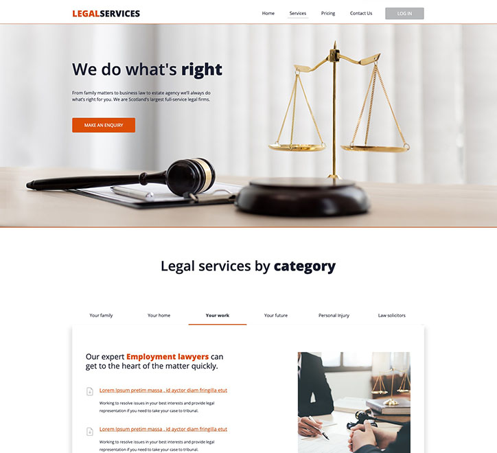 Snapshot of Legal Services Website