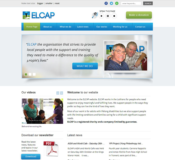 Snapshot of the ELCAP Website